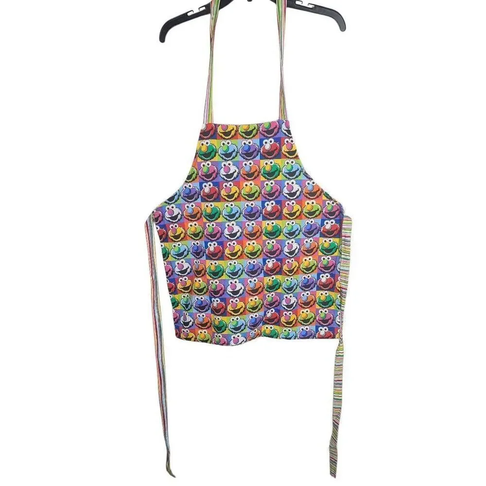 Custom Handmade Elmo Op art pop multicolor rainbow apron smock one size